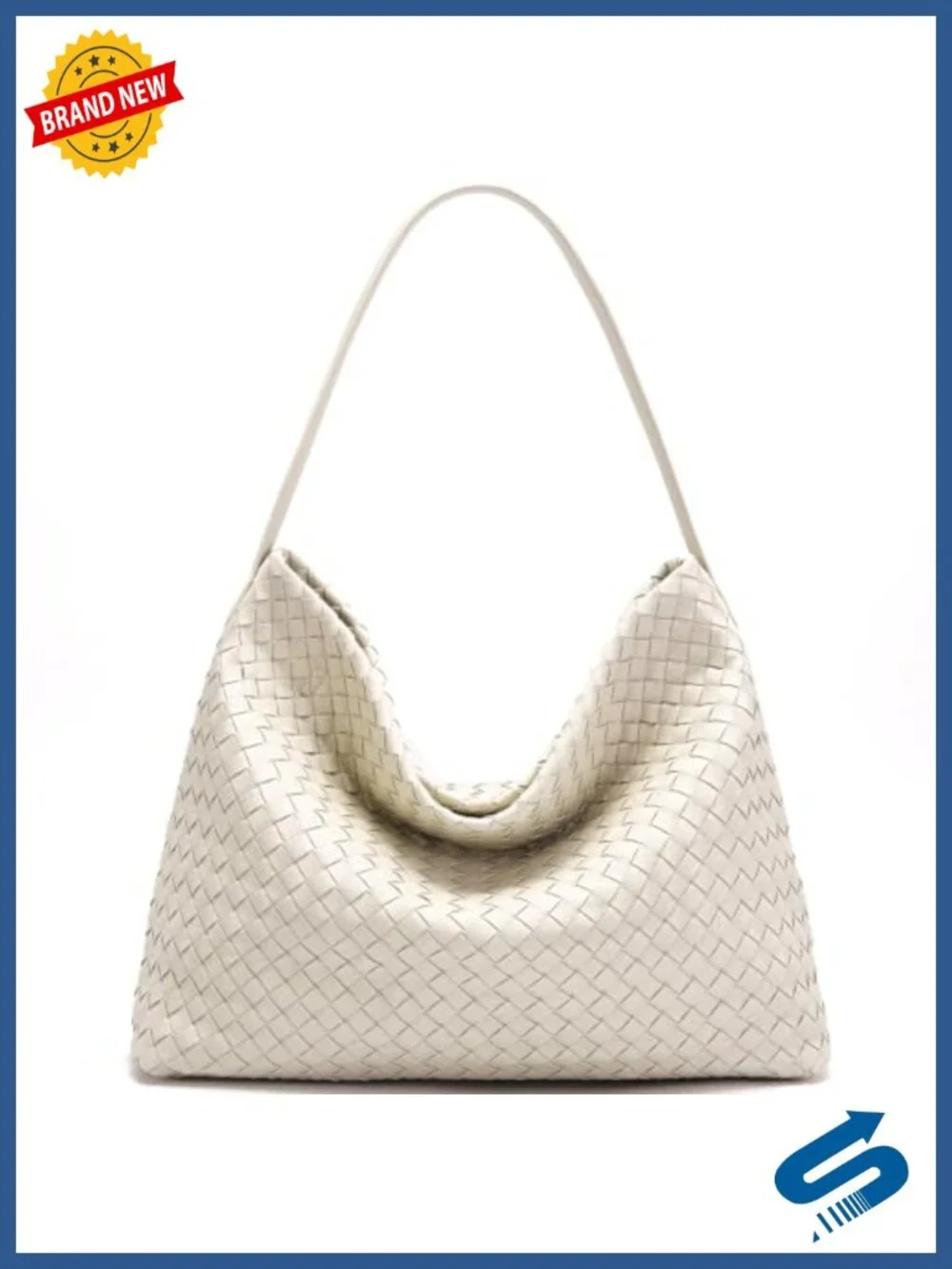 Handwoven Vegan Leather Tote Bag with Pockets for Travel & Work
